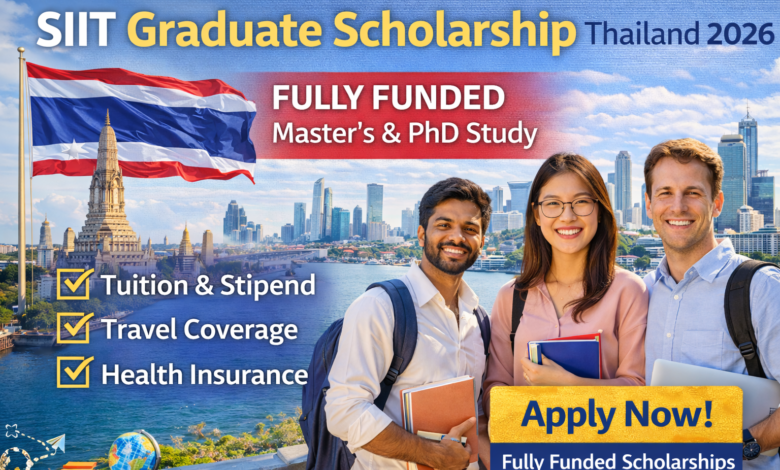 SIIT Graduate Scholarship Thailand 2026 fully funded master and PhD program for international students
