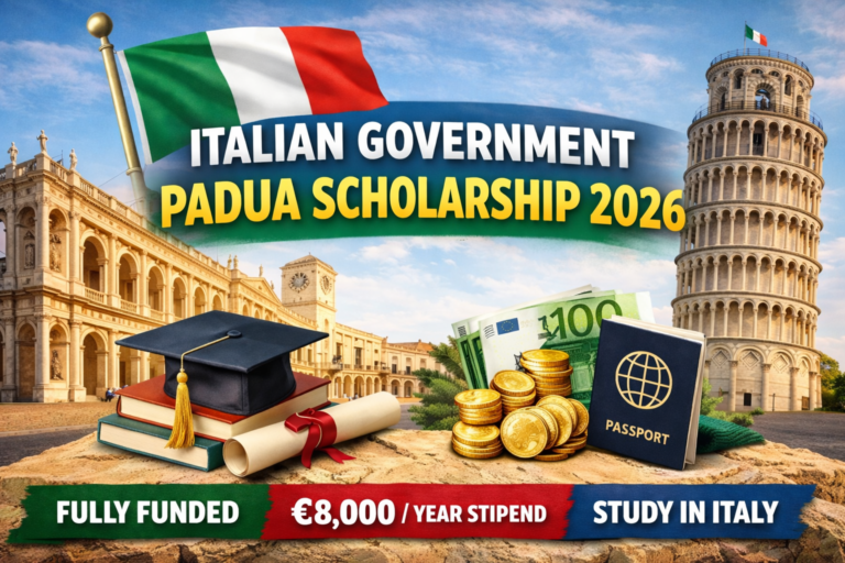 Italian Government Padua Scholarship 2026 fully funded study in Italy with €8000 stipend